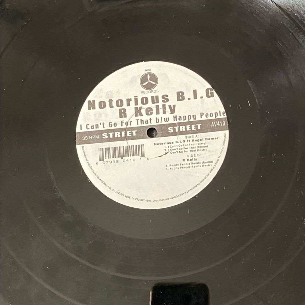 Notorious B.I.G. and R.Kelly Vinyl Record 12 inch hip hop rare promo rap tee